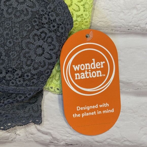 Girls Wonder Nation 2 Pack T-Shirt Bras Size XS 28 Yellow Gray - Picture 7 of 8